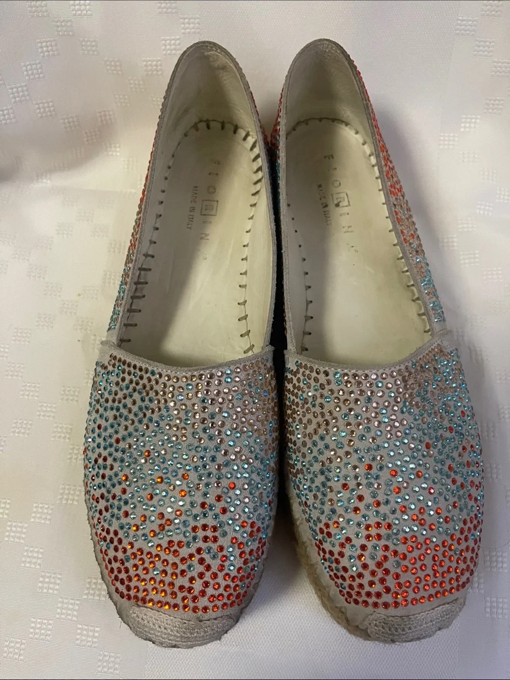 FIORINA Embellished Crystal Multicolor Women's Slip-On Flats espadrilles size 41
